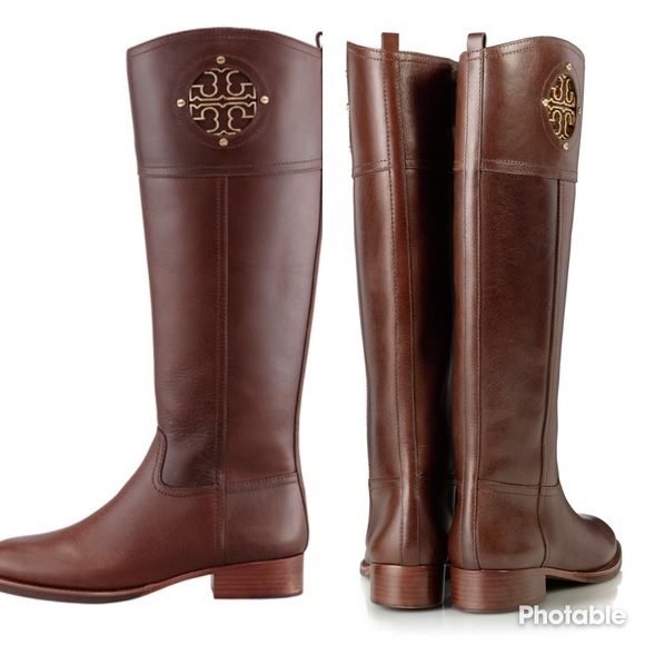 Tory Burch Shoes - Tory Burch Kiernan Leather Logo Riding Boot